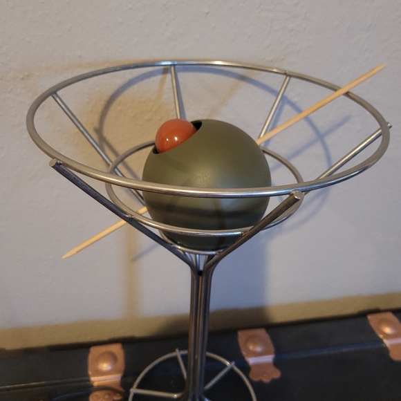 RARE Lamp David Krys 1993 Pop Art Martini Glass with Olive Chrome Modernist Bar - Picture 11 of 16
